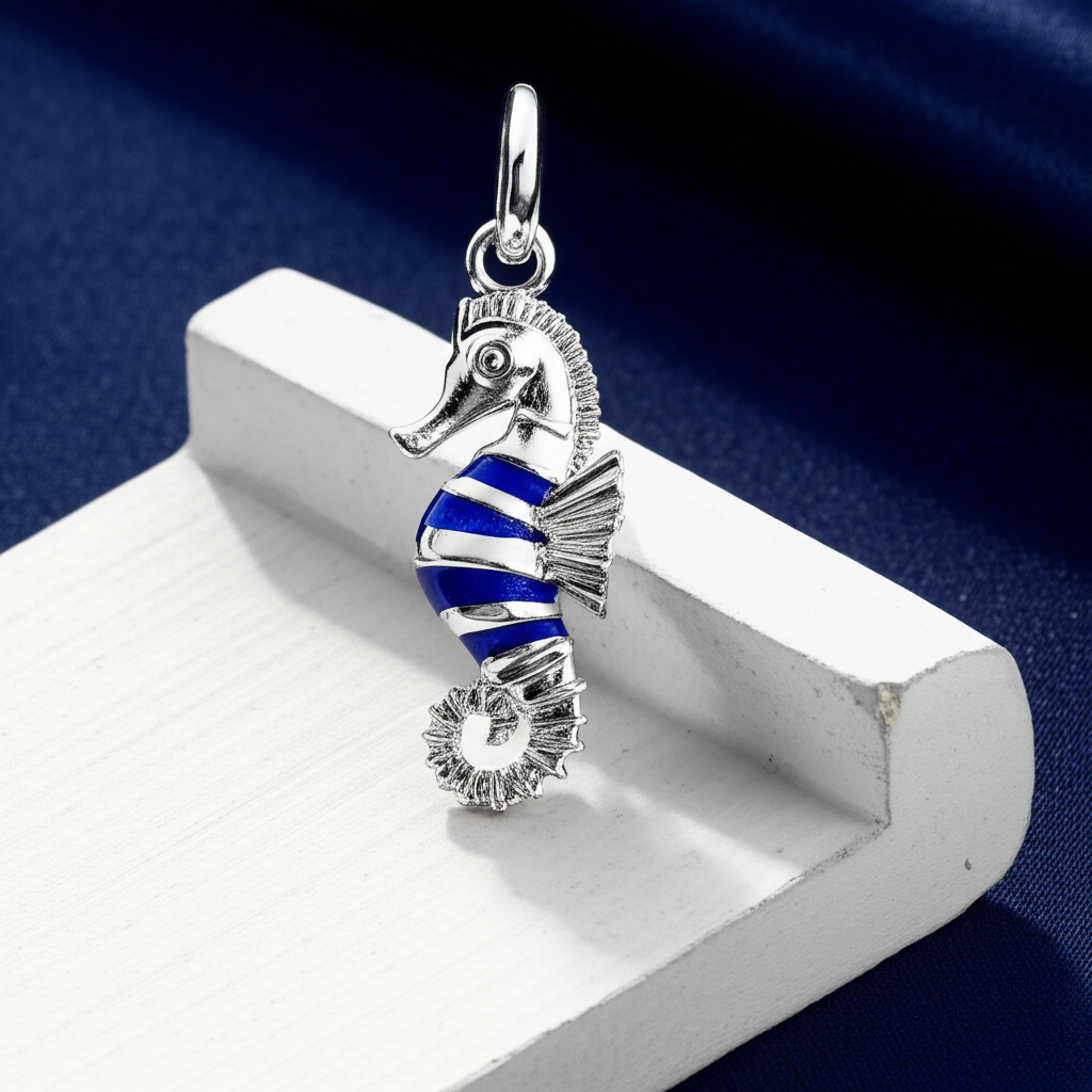 Blue Seahorse Pendant